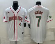 Wholesale Cheap Men's Mexico Baseball #7 Julio Urias 2023 White Blue World Baseball Classic Stitched Jersey