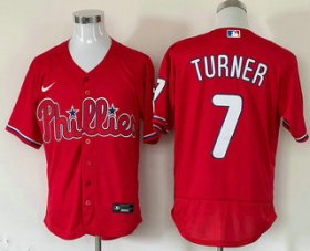Wholesale Cheap Men\'s Philadelphia Phillies #7 Trea Turner Red Stitched MLB Flex Base Nike Jersey