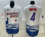 Wholesale Cheap Men's Puerto Rico Baseball #4 Carlos Correa 2023 White World Baseball Classic Stitched Jersey