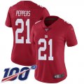 Wholesale Cheap Nike Giants #21 Jabrill Peppers Red Alternate Women's Stitched NFL 100th Season Vapor Limited Jersey