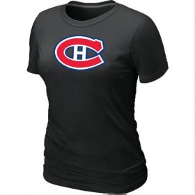 Wholesale Cheap Women\'s Montreal Canadiens Big & Tall Logo Black NHL T-Shirt