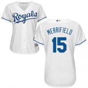 Wholesale Cheap Royals #15 Whit Merrifield White Home Women's Stitched MLB Jersey