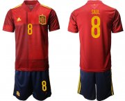 Wholesale Cheap Men 2021 European Cup Spain home red 8 Soccer Jersey