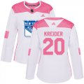 Wholesale Cheap Adidas Rangers #20 Chris Kreider White/Pink Authentic Fashion Women's Stitched NHL Jersey