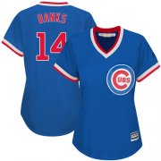 Wholesale Cheap Cubs #14 Ernie Banks Blue Cooperstown Women's Stitched MLB Jersey