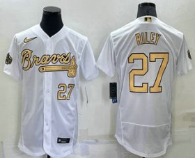 Wholesale Men\'s Atlanta Braves #27 Austin Riley Number White 2022 All Star Stitched Flex Base Nike Jersey