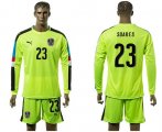 Wholesale Cheap Austria #23 Soares Shiny Green Goalkeeper Long Sleeves Soccer Country Jersey