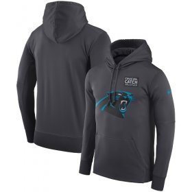 Wholesale Cheap NFL Men\'s Carolina Panthers Nike Anthracite Crucial Catch Performance Pullover Hoodie