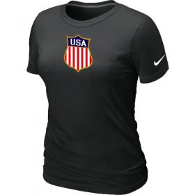 Wholesale Cheap Women\'s Nike Team USA Hockey Winter Olympics KO Collection Locker Room T-Shirt Black