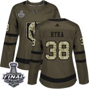 Wholesale Cheap Adidas Golden Knights #38 Tomas Hyka Green Salute to Service 2018 Stanley Cup Final Women's Stitched NHL Jersey