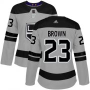 Wholesale Cheap Adidas Kings #23 Dustin Brown Gray Alternate Authentic Women's Stitched NHL Jersey