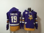 Wholesale Cheap Men's Minnesota Vikings #19 Adam Thielen NEW Purple Pocket Stitched NFL Pullover Hoodie