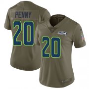 Wholesale Cheap Nike Seahawks #20 Rashaad Penny Olive Women's Stitched NFL Limited 2017 Salute to Service Jersey
