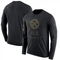 Wholesale Cheap Men's Pittsburgh Steelers Nike Black Salute to Service Sideline Legend Performance Long Sleeve T-Shirt