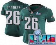Wholesale Cheap Women's Philadelphia Eagles #26 Miles Sanders Limited Green Super Bowl LVII Vapor Jersey
