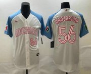 Wholesale Cheap Mens Mexico Baseball #56 Randy Arozarena Number 2023 White Blue World Classic Stitched Jersey