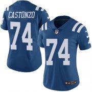 Wholesale Cheap Nike Colts #74 Anthony Castonzo Royal Blue Women's Stitched NFL Limited Rush Jersey