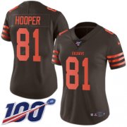 Wholesale Cheap Nike Browns #81 Austin Hooper Brown Women's Stitched NFL Limited Rush 100th Season Jersey