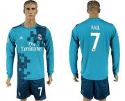 Wholesale Cheap Real Madrid #7 Raul Sec Away Long Sleeves Soccer Club Jersey