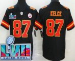 Wholesale Cheap Men's Kansas City Chiefs #87 Travis Kelce Limited Black Super Bowl LVII Vapor Jersey