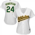 Wholesale Cheap Athletics #24 Rickey Henderson White Home Women's Stitched MLB Jersey
