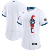 Wholesale Cheap Men's Chicago Cubs Blank 2021 White All-Star Flex Base Stitched MLB Jersey