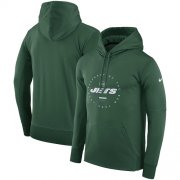 Wholesale Cheap Men's New York Jets Nike Green Sideline Property Of Wordmark Logo Performance Pullover Hoodie