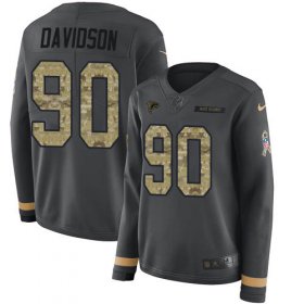 Wholesale Cheap Nike Falcons #90 Marlon Davidson Anthracite Salute to Service Women\'s Stitched NFL Limited Therma Long Sleeve Jersey