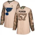 Wholesale Cheap Adidas Blues #57 David Perron Camo Authentic 2017 Veterans Day Stitched Youth NHL Jersey