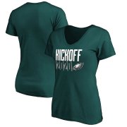 Wholesale Cheap Philadelphia Eagles Fanatics Branded Women's Kickoff 2020 V-Neck T-Shirt Midnight Green