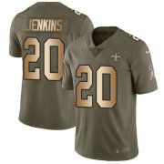 Wholesale Cheap Nike Saints #20 Janoris Jenkins Olive/Gold Men's Stitched NFL Limited 2017 Salute To Service Jersey