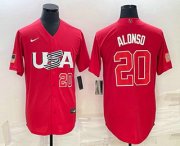 Wholesale Cheap Mens USA Baseball #20 Pete Alonso Number 2023 Red World Classic Stitched Jersey