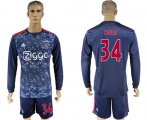 Wholesale Cheap Ajax #34 Nouri Away Long Sleeves Soccer Club Jersey