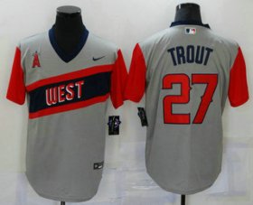 Wholesale Cheap Men\'s Los Angeles Angels Of Anaheim #27 Mike Trout Grey 2021 Little League Classic Stitched Nike Jersey