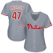 Wholesale Cheap Phillies #47 Larry Andersen Grey Road Women's Stitched MLB Jersey