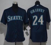 Wholesale Cheap Mariners #24 Ken Griffey Navy Blue Alternate Women's Stitched MLB Jersey