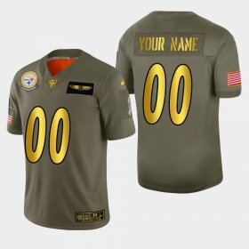 Wholesale Cheap Nike Steelers Custom Men\'s Olive Gold 2019 Salute to Service NFL 100 Limited Jersey