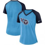 Wholesale Cheap Women's Tennessee Titans Nike Light Blue-Navy Top V-Neck T-Shirt
