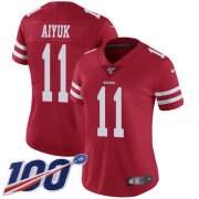 Wholesale Cheap Nike 49ers #11 Brandon Aiyuk Red Team Color Women's Stitched NFL 100th Season Vapor Untouchable Limited Jersey