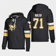 Wholesale Cheap Pittsburgh Penguins #71 Evgeni Malkin Black adidas Lace-Up Pullover Hoodie