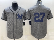 Wholesale Cheap Men's New York Yankees #27 Giancarlo Stanton No Name Grey Gridiron Cool Base Stitched Jerseys