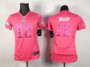 Wholesale Cheap Nike Patriots #12 Tom Brady Pink Sweetheart Women's Stitched NFL Elite Jersey