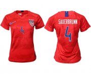 Wholesale Cheap Women's USA #4 Sauerbrunn Away Soccer Country Jersey