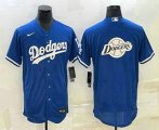Wholesale Cheap Men's Los Angeles Dodgers Big Logo Blue Flex Base Stitched Baseball Jersey1