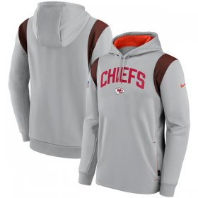 Wholesale Cheap Men\'s Kansas City Chiefs Gray Sideline Stack Performance Pullover Hoodie