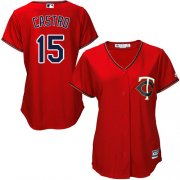 Wholesale Cheap Twins #15 Jason Castro Red Alternate Women's Stitched MLB Jersey