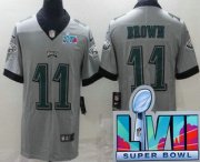 Wholesale Cheap Men's Philadelphia Eagles #11 AJ Brown Limited Gray Inverted Super Bowl LVII Vapor Jersey
