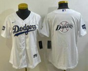 Wholesale Cheap Women's Los Angeles Dodgers Big Logo White Gold Championship Stitched MLB Cool Base Nike Jersey