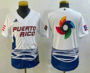 Wholesale Cheap Youth Puerto Rico Baseball Big Logo White 2023 World Baseball Classic Stitched Jersey