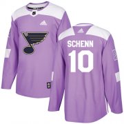 Wholesale Cheap Adidas Blues #10 Brayden Schenn Purple Authentic Fights Cancer Stitched Youth NHL Jersey